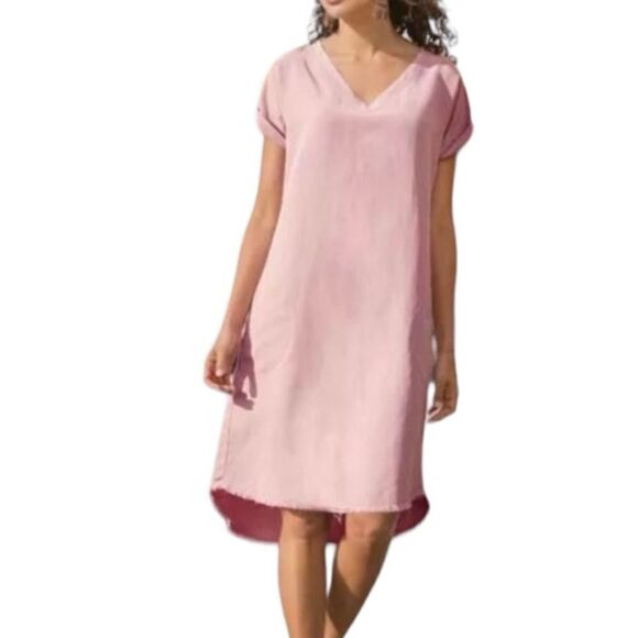 Soft Surroundings Felicity Fringe Pink Dress - Picture 2 of 13